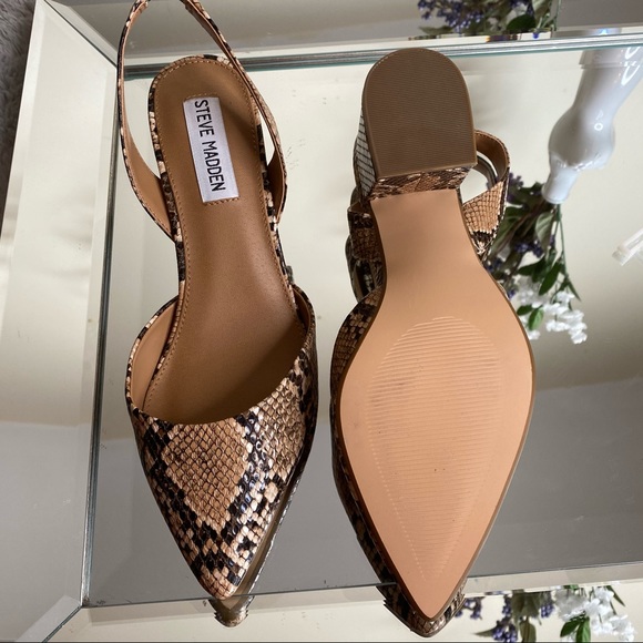 Steve Madden snake print, block heel sling back - Picture 3 of 4